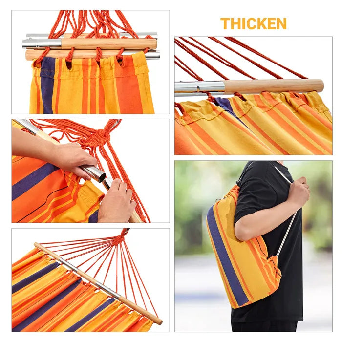 Cargue la imagen en el visor de la galería, Hamaca plegable KingCamp portátil con palo de madera