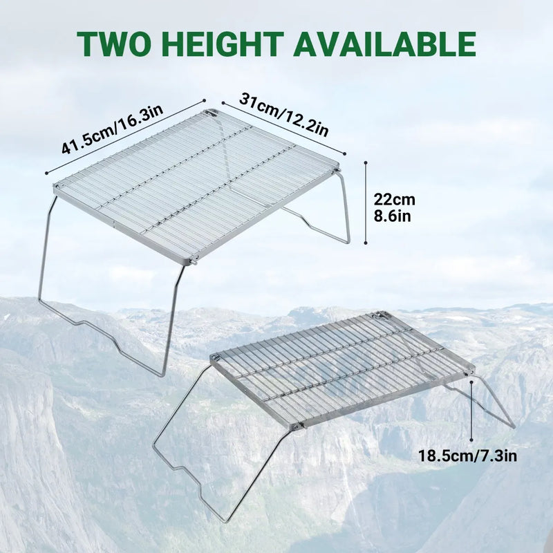 Cargue la imagen en el visor de la galería, Parrilla portátil para fogatas YETO, mesa grande de acero inoxidable 304