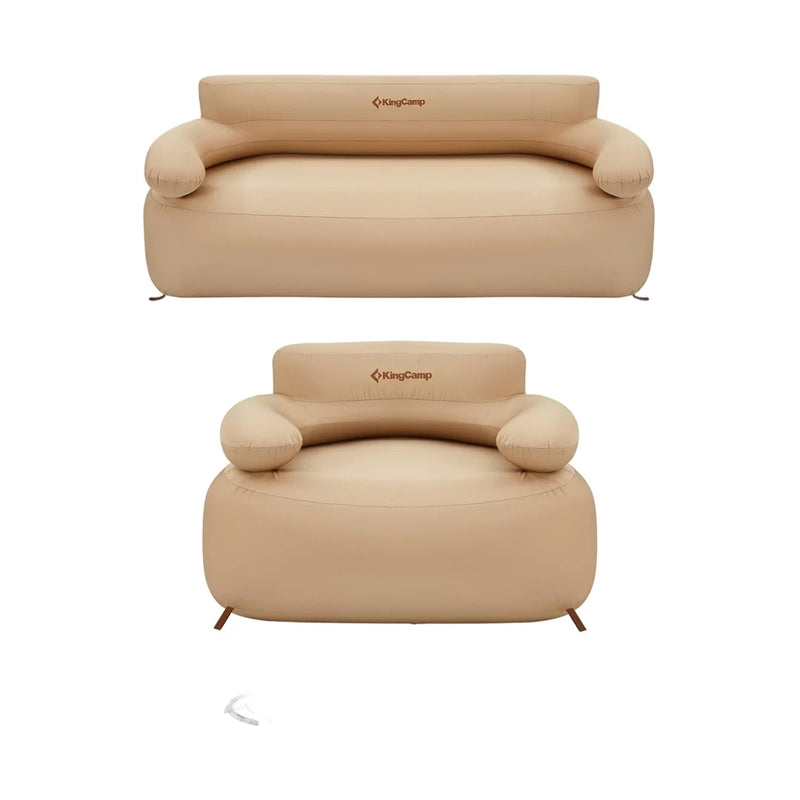 Load image into Gallery viewer, KingCamp Inflatable Sofa Duo Bundle – Double & Single Set with Foot Pumps | Portable Indoor/Outdoor Lounging for Camping, Beach & Backyard