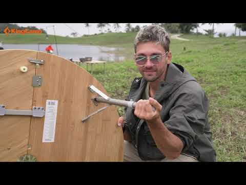 Load and play video in Gallery viewer, KingCamp Round 3-Folding Bamboo Table