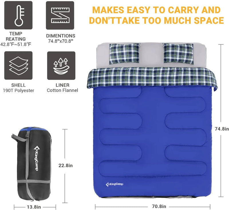 Load image into Gallery viewer, KingCamp AIRBED Double Sleeping Bag 250D