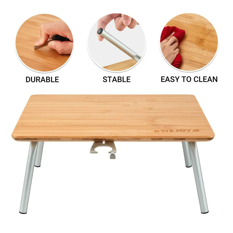 Cargue la imagen en el visor de la galería, WEJOY BAMBOO 4030 Mini mesa de bambú con soporte para vasos