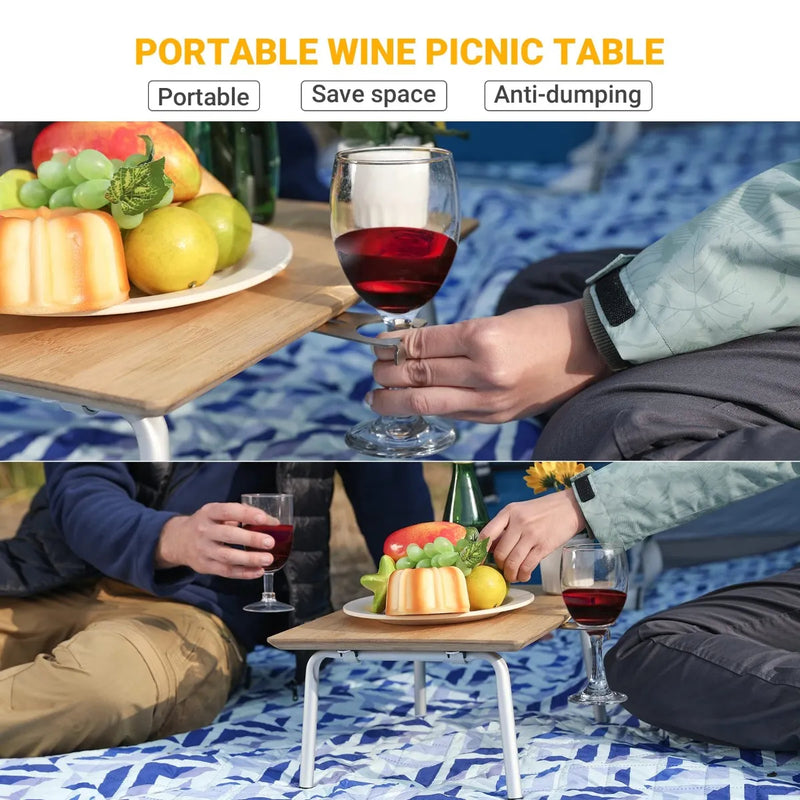 Cargue la imagen en el visor de la galería, WEJOY BAMBOO 4030 Mini mesa de bambú con soporte para vasos