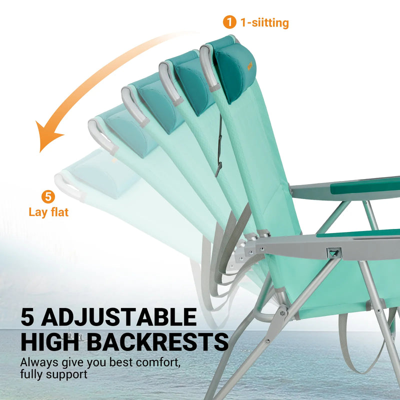 Load image into Gallery viewer, WEJOY Adjustable Beach Chair 5 Adjustable High Backrests