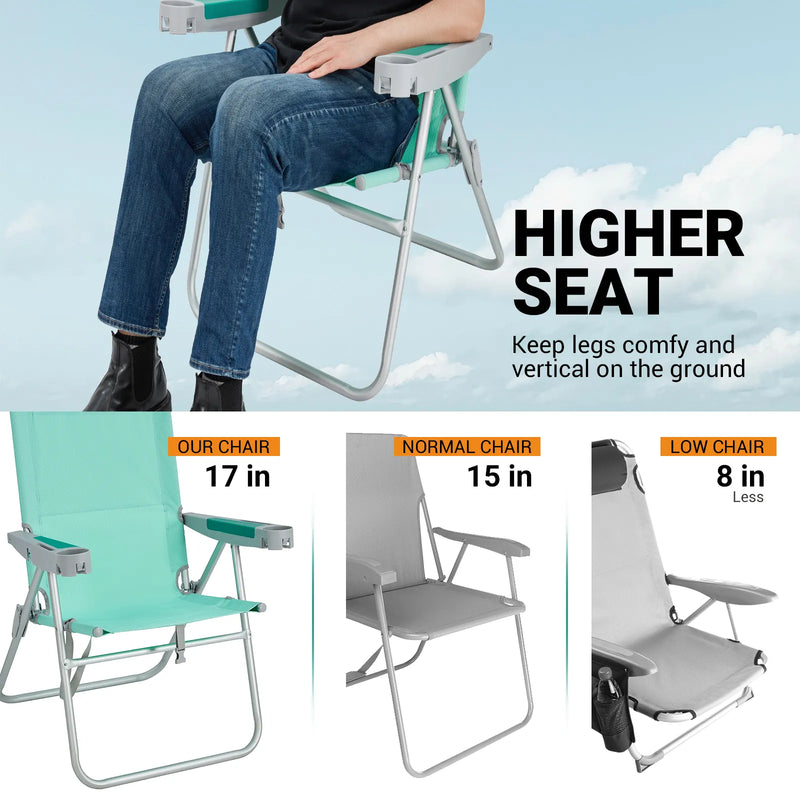 Load image into Gallery viewer, WEJOY Oversized High Seat Beach Chair 5 Adjustable High Backrests