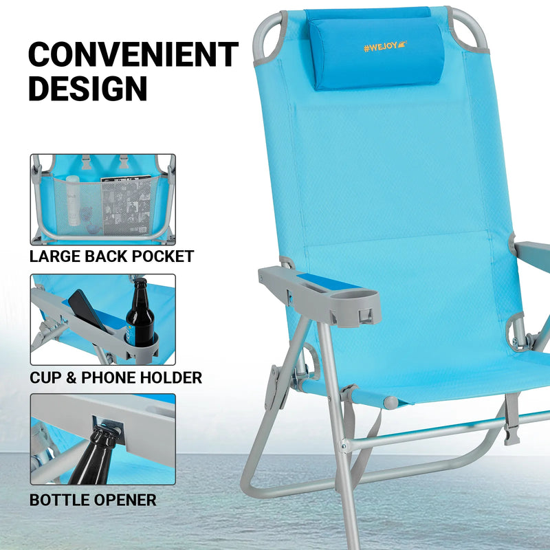 Load image into Gallery viewer, WEJOY Oversized Beach Chair 5 Adjustable High Backrests