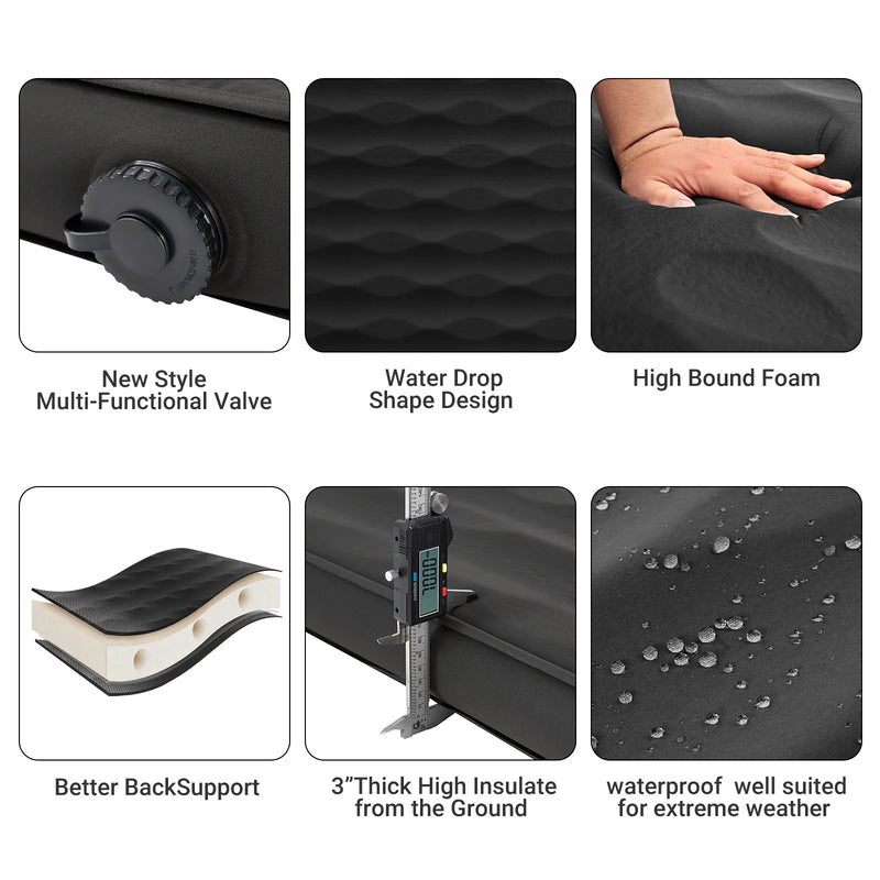 Load image into Gallery viewer, KingCamp Roll Up Camping Foam Pad Double Self-inflateble Pad Black R Value 6.1