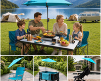 HoverShade Clip-On Umbrella for Beach Chairs, UPF 50+ Adjustable Chair Shade with Clamp, 360° Rotating Canopy & Carry Bag