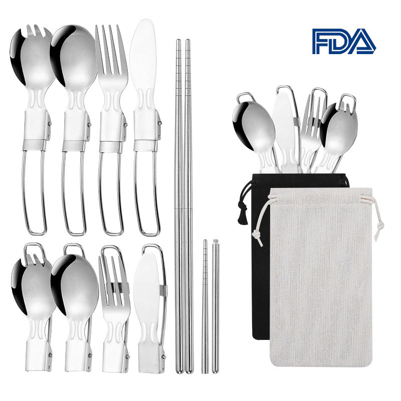 Load image into Gallery viewer, KinWild Travel Utensil Set Fork Steak Knives Folding
