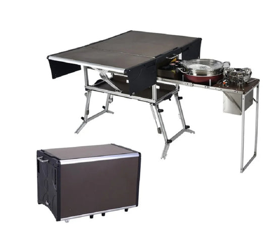 BULIN C650 Portable Kitchen Gas Stove Desk with Folding Stool – Outdoor Cooking Set