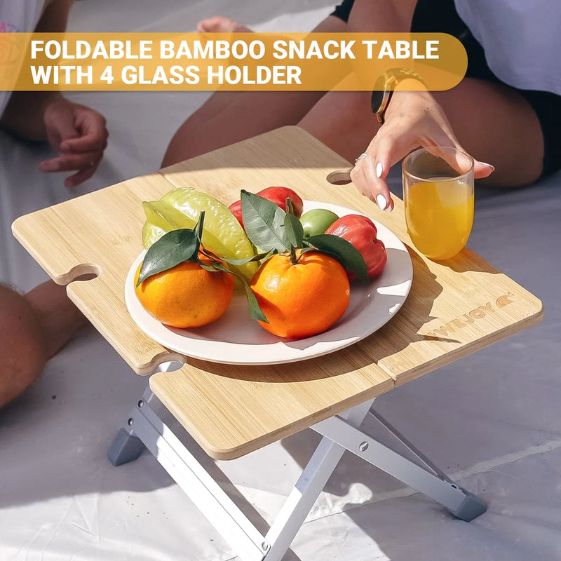 Load image into Gallery viewer, WEJOY Bamboo 4333 Mini Picnic Table with Umbrella Hole
