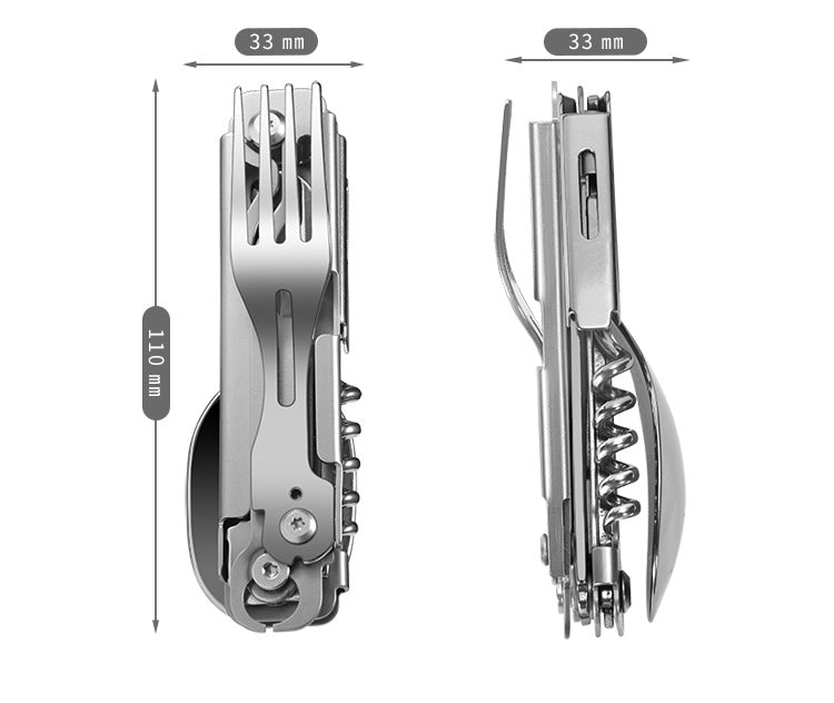 Load image into Gallery viewer, KinWild Outdoor Folding Tableware Stainless Knife Fork Spoon
