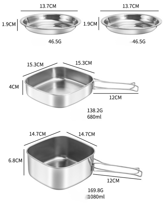 KinWild 12pcs Cooking Pots Set Kettle Tableware