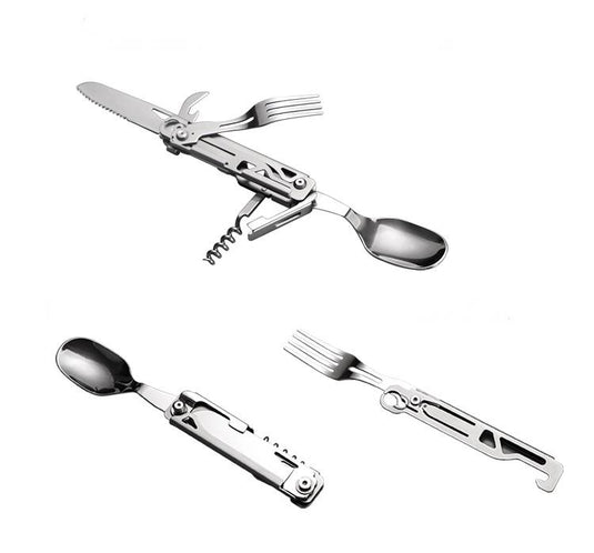 KinWild Outdoor Folding Tableware Stainless Knife Fork Spoon