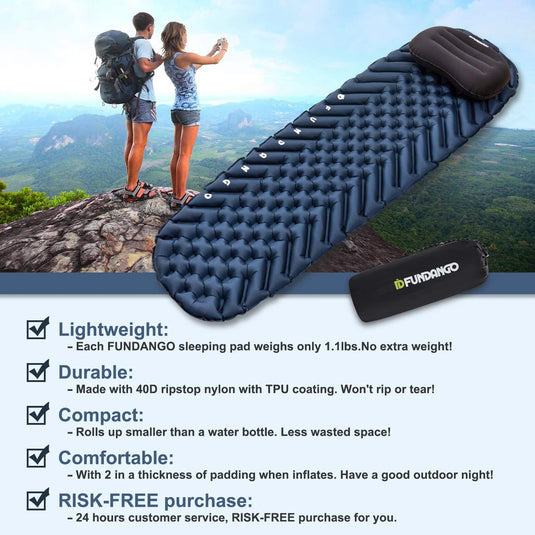 FUNDANGO Single Air Pad Ultralight Inflatable Camp Mattresses Sleeping Pad