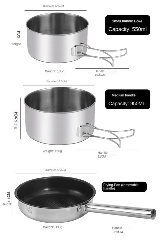 KinWild 18pcs Cooking Pots Set Kettle Tableware