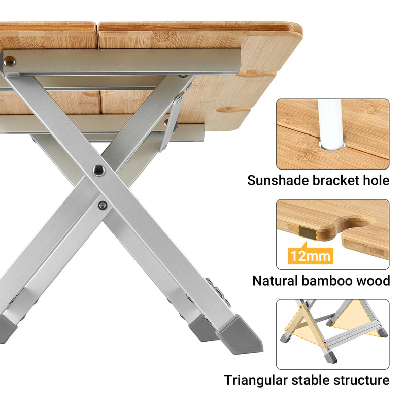 Load image into Gallery viewer, WEJOY Bamboo 4333 Mini Picnic Table with Umbrella Hole
