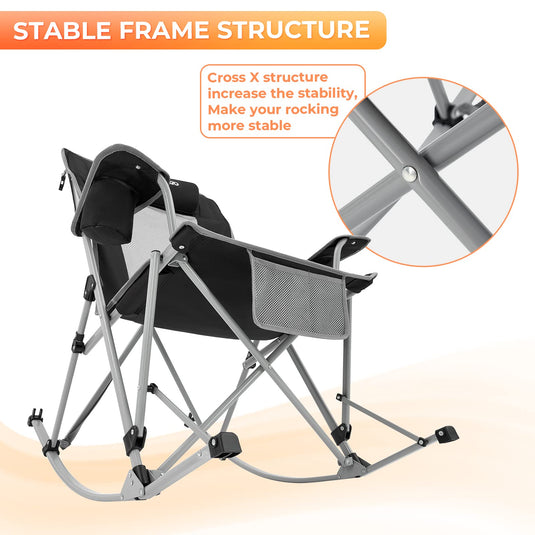 FUNDANGO Rocking Folding Chair With Stable Frame