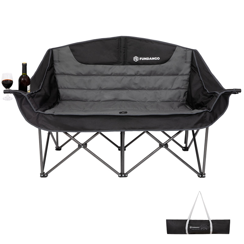 Load image into Gallery viewer, FUNDANGO Horizon Bliss P2 Double Folding Camping Loveseat | 2-Person Padded Outdoor Couch with Cup Holders Heavy Duty 880lb Capacity
