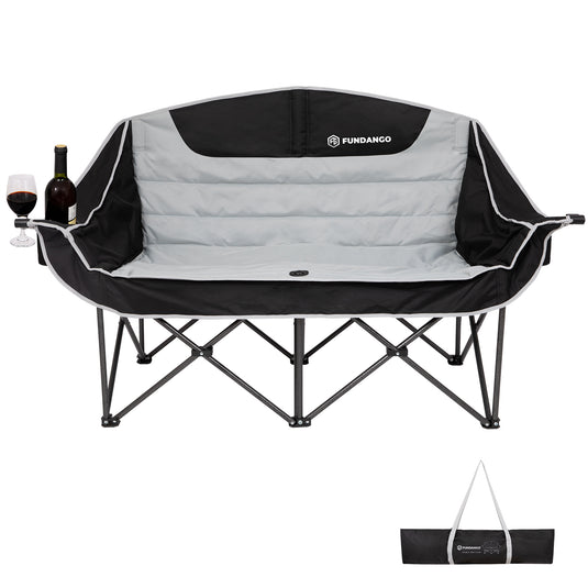 FUNDANGO Horizon Bliss P2 Double Folding Camping Loveseat | 2-Person Padded Outdoor Couch with Cup Holders Heavy Duty 880lb Capacity