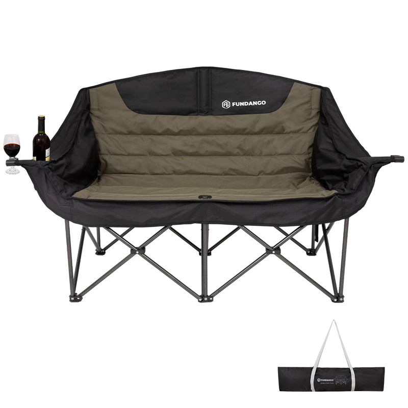 Load image into Gallery viewer, FUNDANGO Horizon Bliss P2 Double Folding Camping Loveseat | 2-Person Padded Outdoor Couch with Cup Holders Heavy Duty 880lb Capacity
