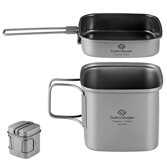 COOK'N'ESCAPE Titanium Cooker Pot Hanging Pot Mug Cup Outdoor
