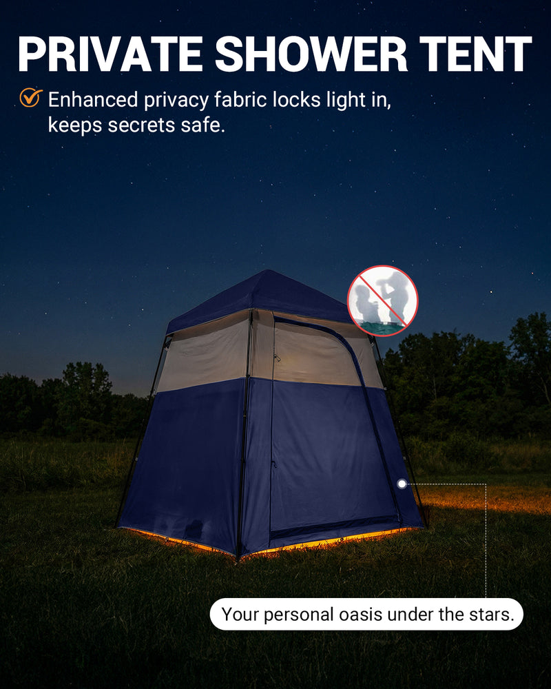 Load image into Gallery viewer, KingCamp Single Privacy Shelter | Pop-Up Camping Shower Tent with UPF50+ Sun Protection, XL 5.5x5.5ft Interior for Portable Toilet, Changing Room &amp; Outdoor Shower Navy
