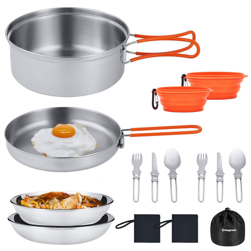 KingCamp 17/25pcs Stainless Steel Cookware Set pro