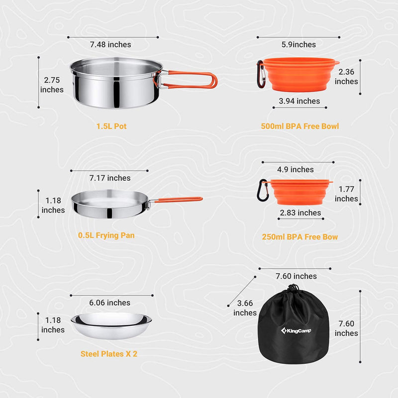 Load image into Gallery viewer, KingCamp 17/25pcs Stainless Steel Cookware Set pro
