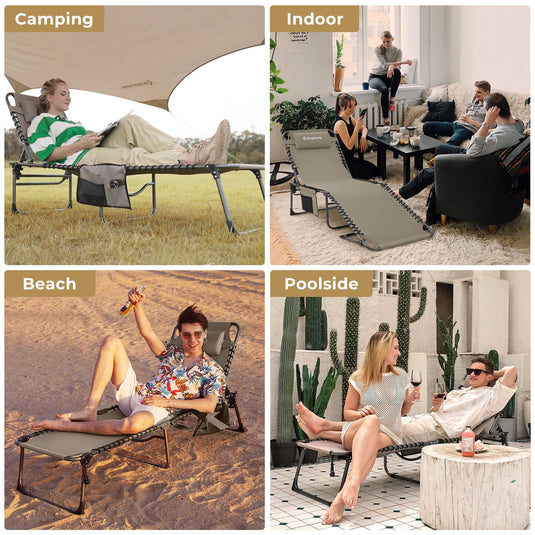 KingCamp 5 Position Outdoor Chaise Lounge Chair