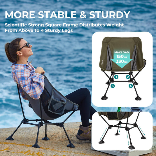 ATEPA Ultralight Square Tall Camping Chair