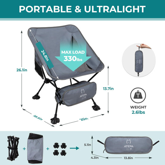 ATEPA Ultralight Square Tall Camping Chair