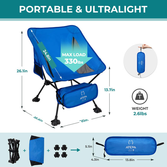 ATEPA Ultralight Square Tall Camping Chair