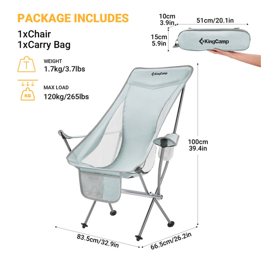 KingCamp CAMELLIA Ultralight High Back Camping Chair Ergonomic