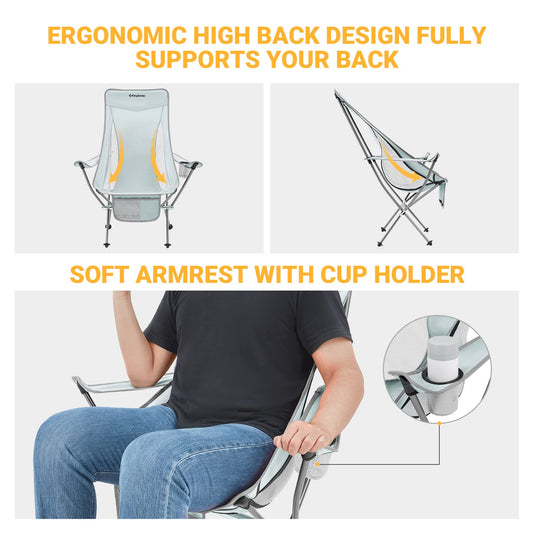 KingCamp CAMELLIA Ultralight High Back Camping Chair Ergonomic
