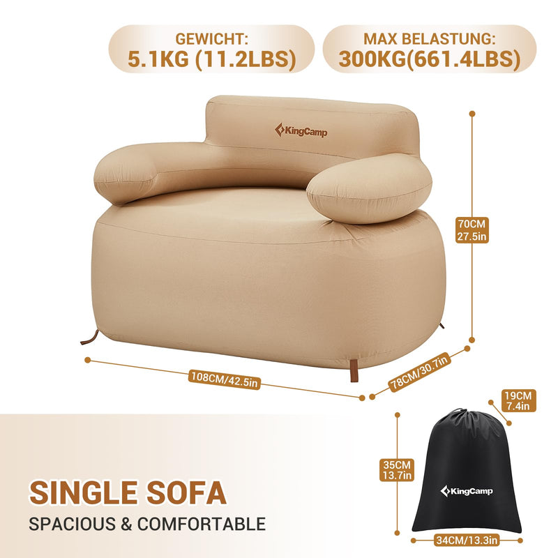 Load image into Gallery viewer, KingCamp SMASHING 70 Single Inflatable Sofa Set
