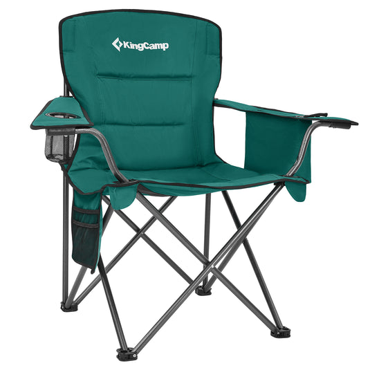 KingCamp Padded Outdoor Folding Quilted Armchair with Built In Cupholder