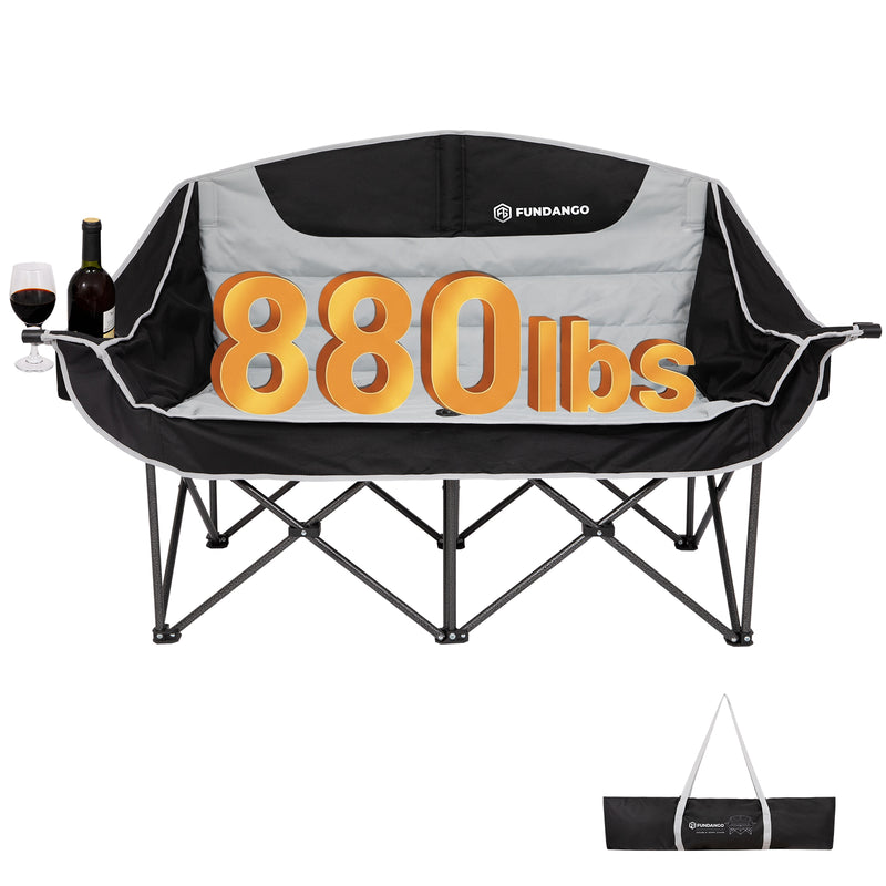 Load image into Gallery viewer, FUNDANGO Horizon Bliss P2 Double Folding Camping Loveseat | 2-Person Padded Outdoor Couch with Cup Holders Heavy Duty 880lb Capacity
