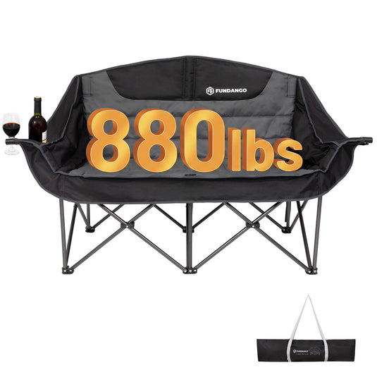 FUNDANGO Horizon Bliss P2 Double Folding Camping Loveseat | 2-Person Padded Outdoor Couch with Cup Holders Heavy Duty 880lb Capacity