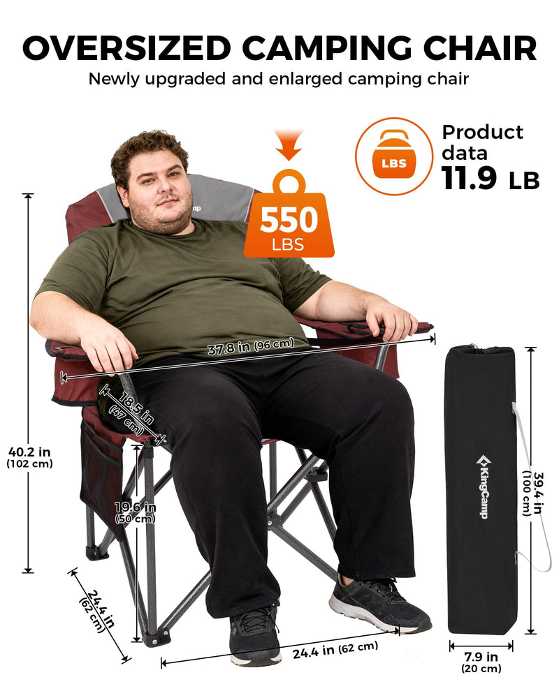 Load image into Gallery viewer, KingCamp JUNIPER C10 Oversized Folding Chair with Adjustable Lumbar Support
