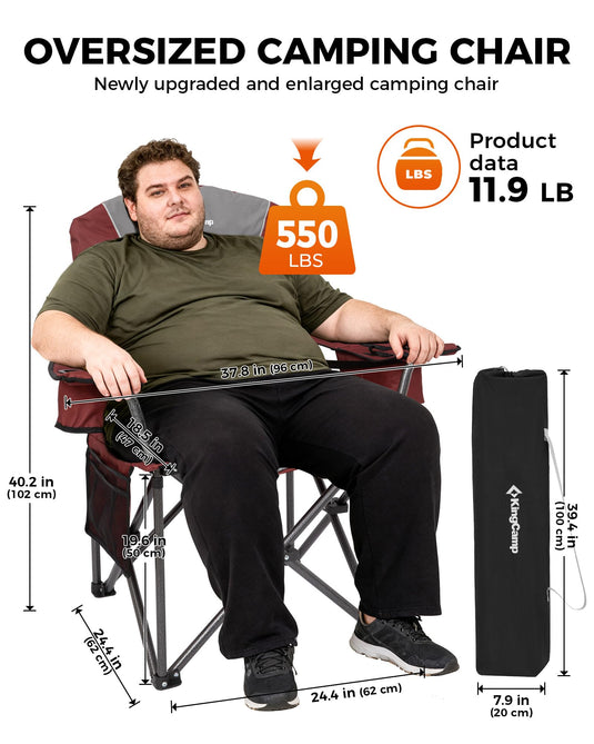 KingCamp JUNIPER C10 Oversized Folding Chair with Adjustable Lumbar Support