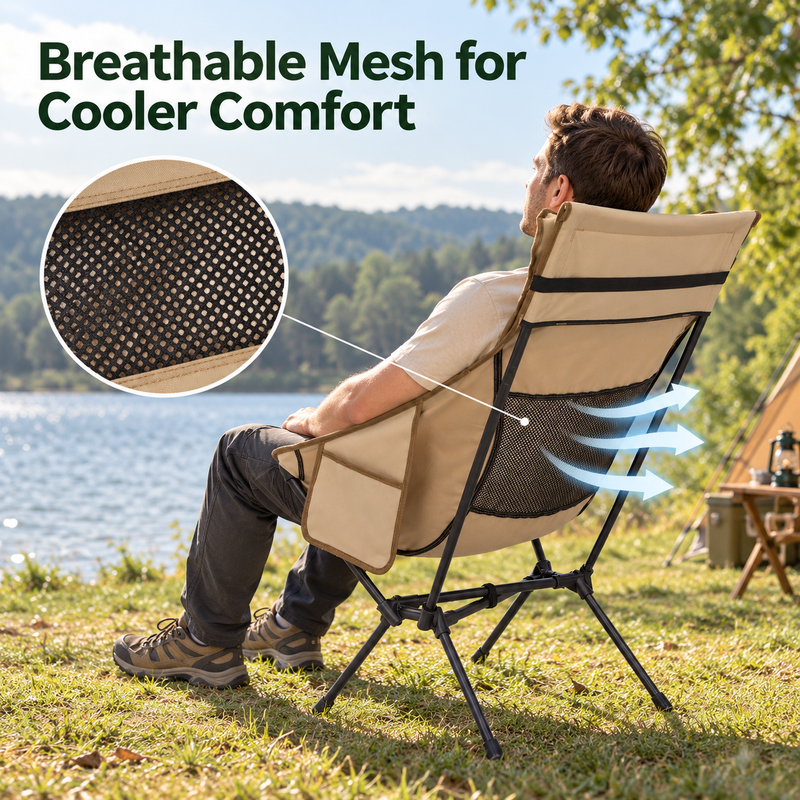 Load image into Gallery viewer, KingCamp BALSA C10 High Back Camping Chair, Lightweight Aluminum Folding Chair with Breathable Mesh, Pillow &amp; Carry Bag
