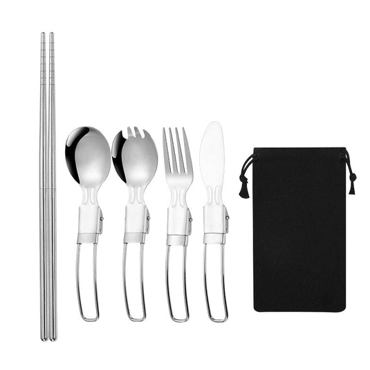 KinWild Travel Utensil Set Fork Steak Knives Folding