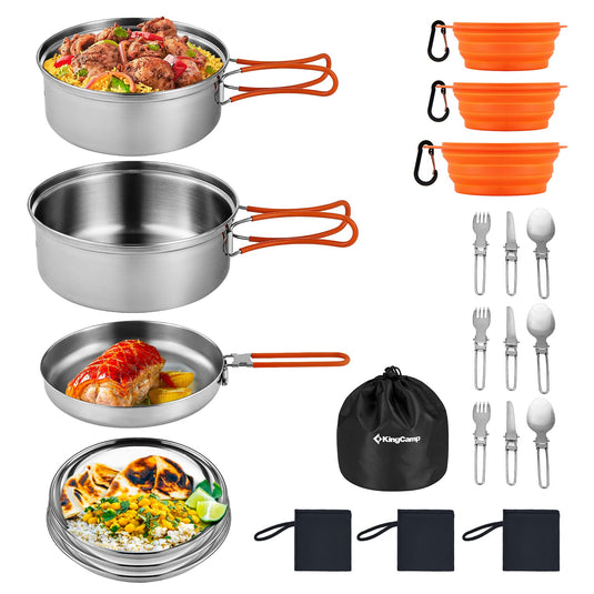 KingCamp 17/25pcs Stainless Steel Cookware Set pro