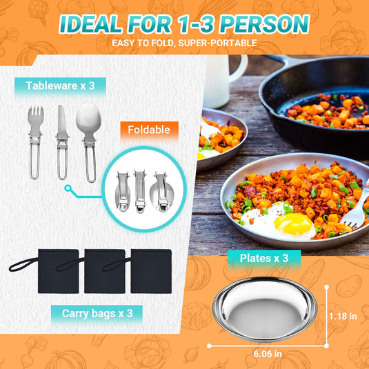 KingCamp 17/25pcs Stainless Steel Cookware Set pro