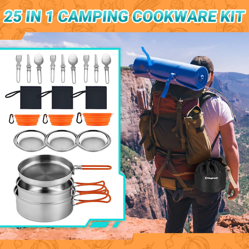 Load image into Gallery viewer, KingCamp 17/25pcs Stainless Steel Cookware Set pro
