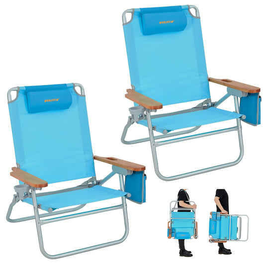 WEJOY Oversized Reclining 4 Positions Beach Chair 2Pack