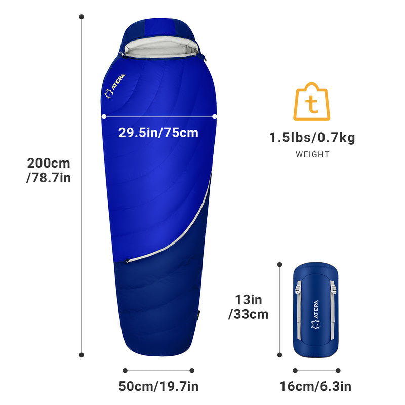 Load image into Gallery viewer, ATEPA DENALI 320 Down Sleeping Bag-Mummy Blue
