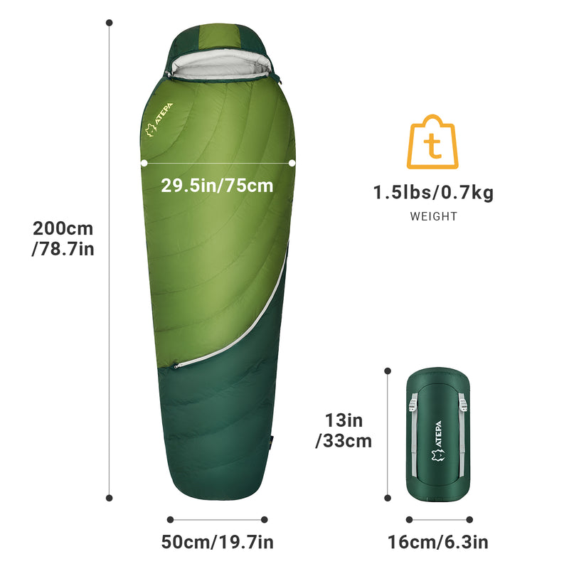 Load image into Gallery viewer, ATEPA DENALI 320 Down Sleeping Bag-Mummy Green
