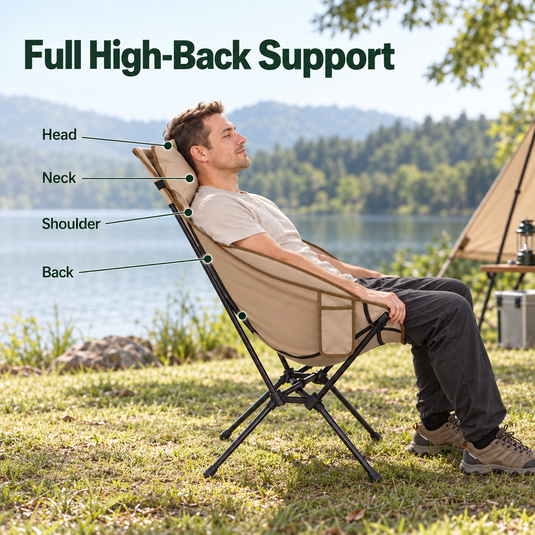 KingCamp BALSA C10 High Back Camping Chair, Lightweight Aluminum Folding Chair with Breathable Mesh, Pillow & Carry Bag